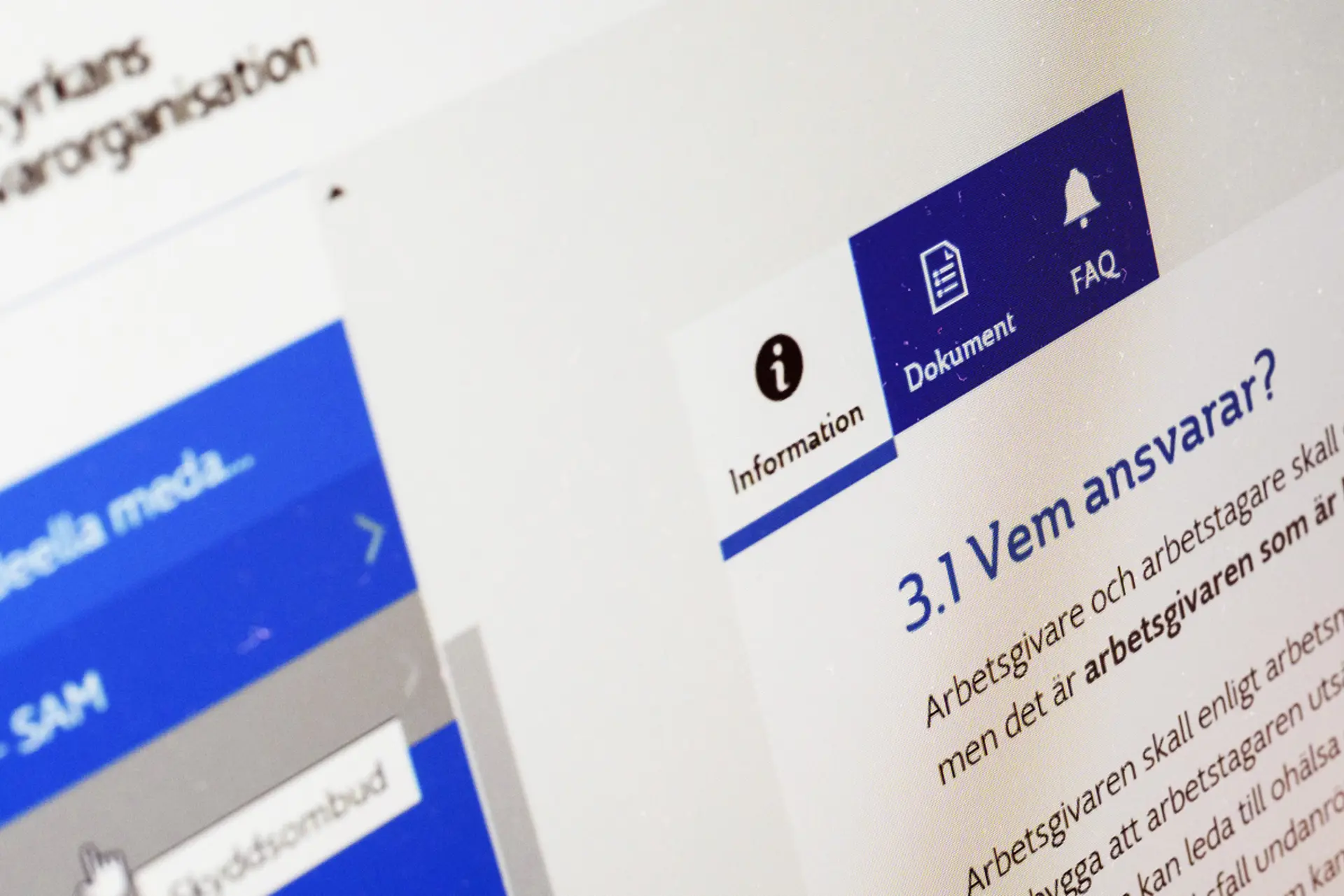 Bild på datorskärm där det står: Vem ansvarar? 