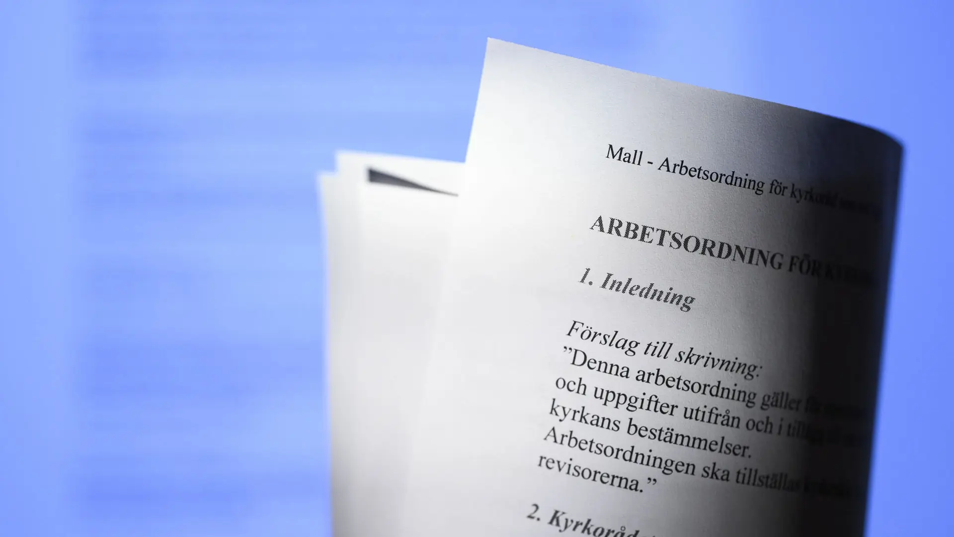 Papper om arbetsordning